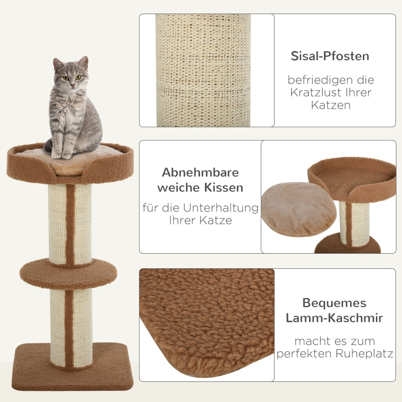 Katzenbaum, 91 cm Sisalstämme, Plattform, Hellbraun