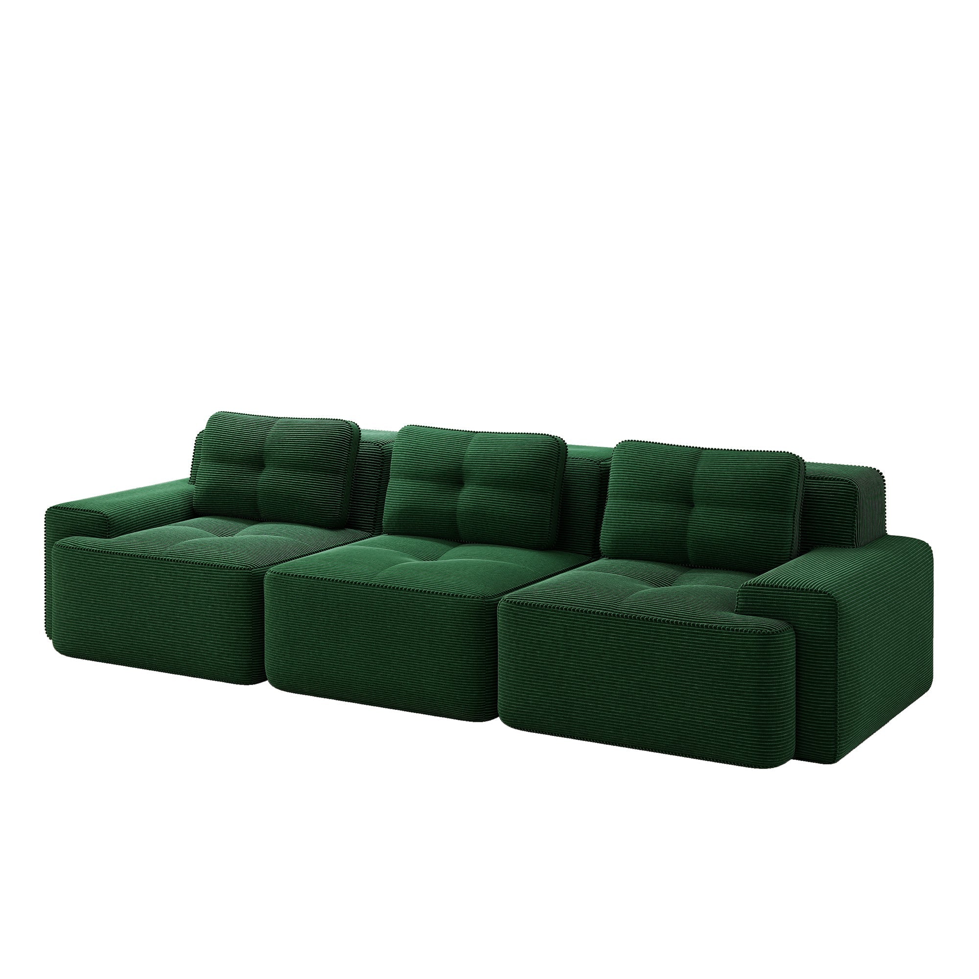 Cloud Modular Sofa Oversized Corner 3-Seater Low Seat Assembly-Free - Corduroy Green