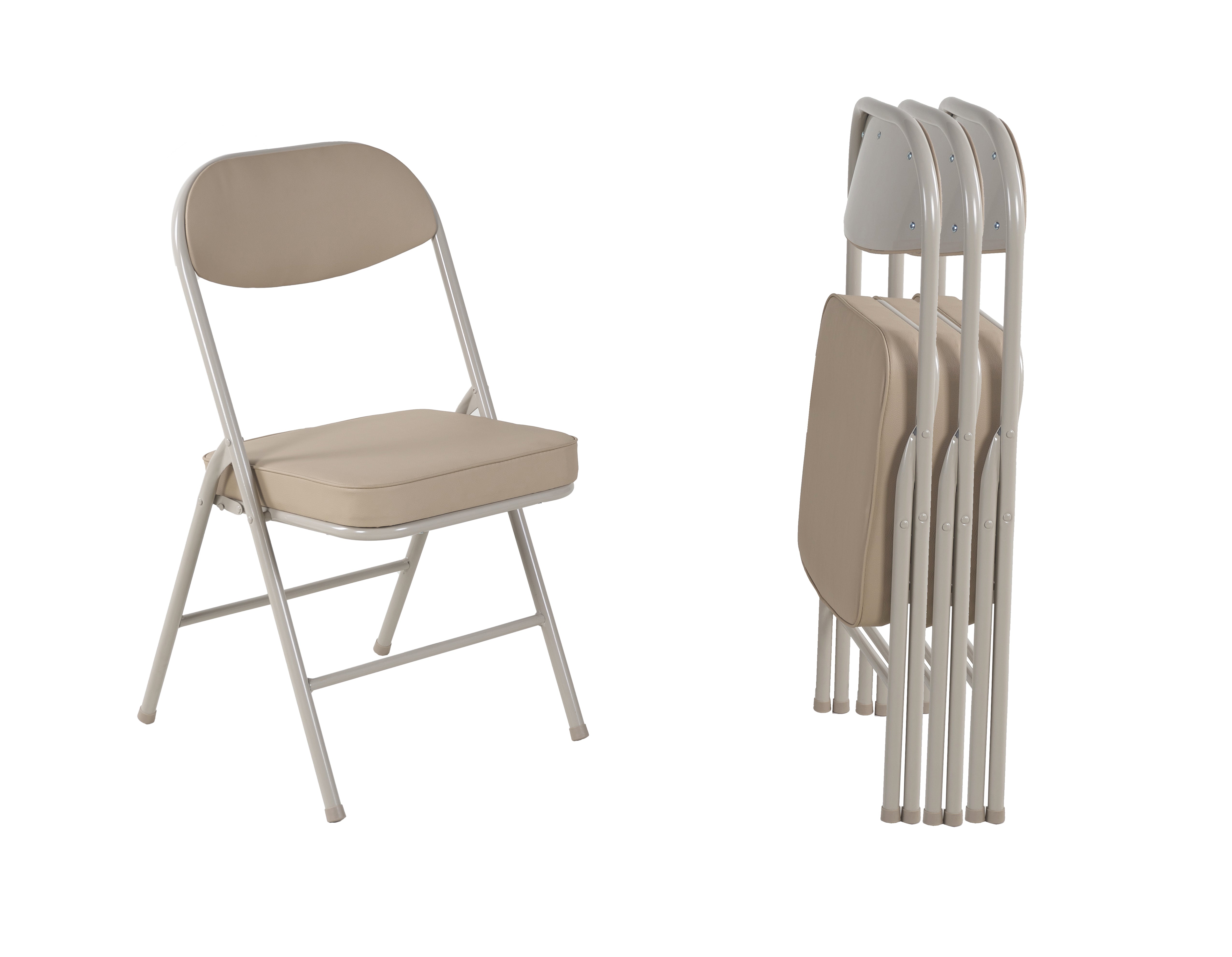 4 Pack Folding Chairs Comfortable Padded Seats 220 lbs Capacity Metal Frame