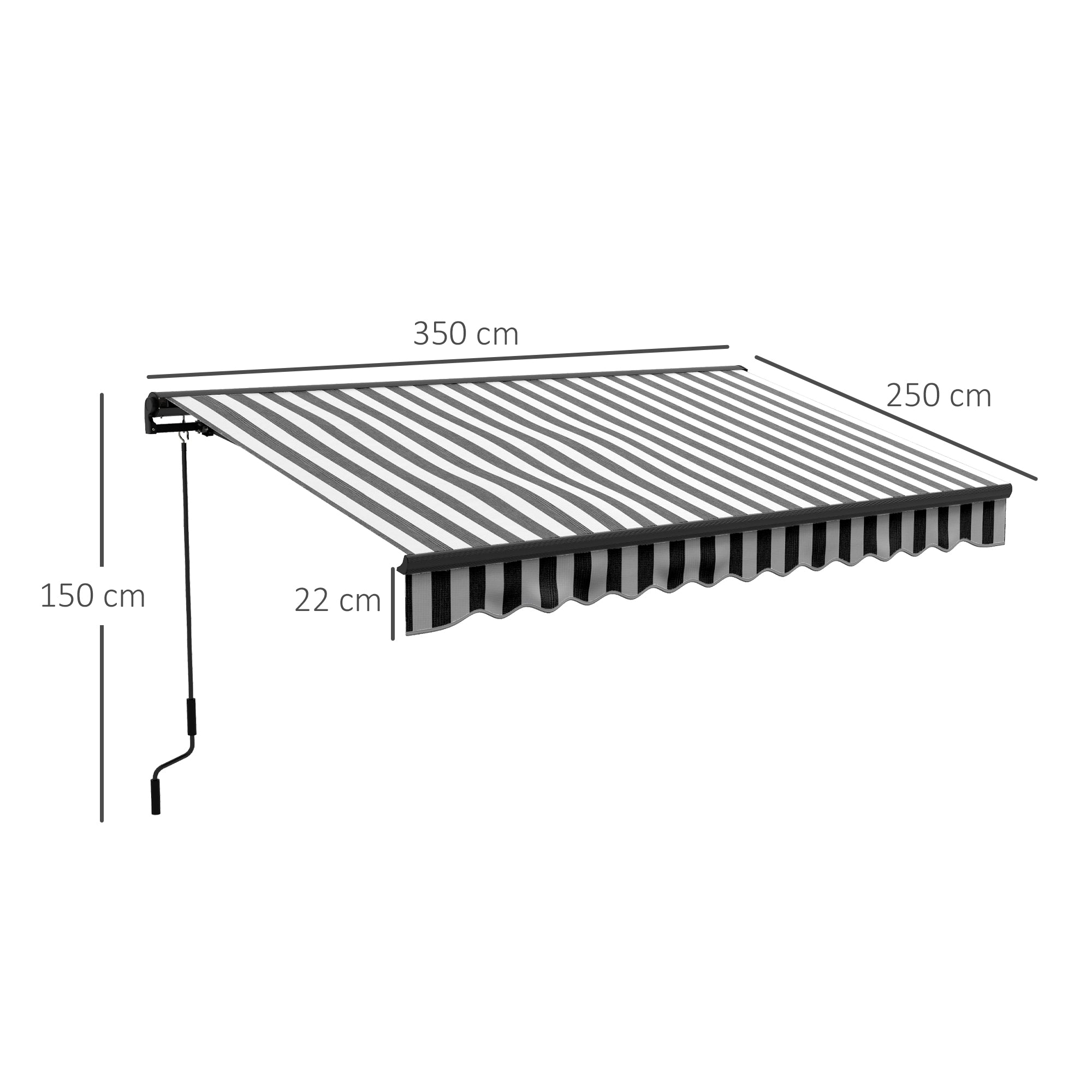 2.5 x 3.5m Electric Awning with Remote Aluminium Frame Grey/White