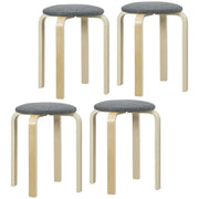 Esszimmerhocker, stapelbar, rund, gepolstert, Leinen-Optik Grau