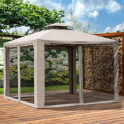 3x3m Garden Gazebo with 4 Sidewalls, Weatherproof, for Garden Parties & Events, Metal & Polyester, Grey