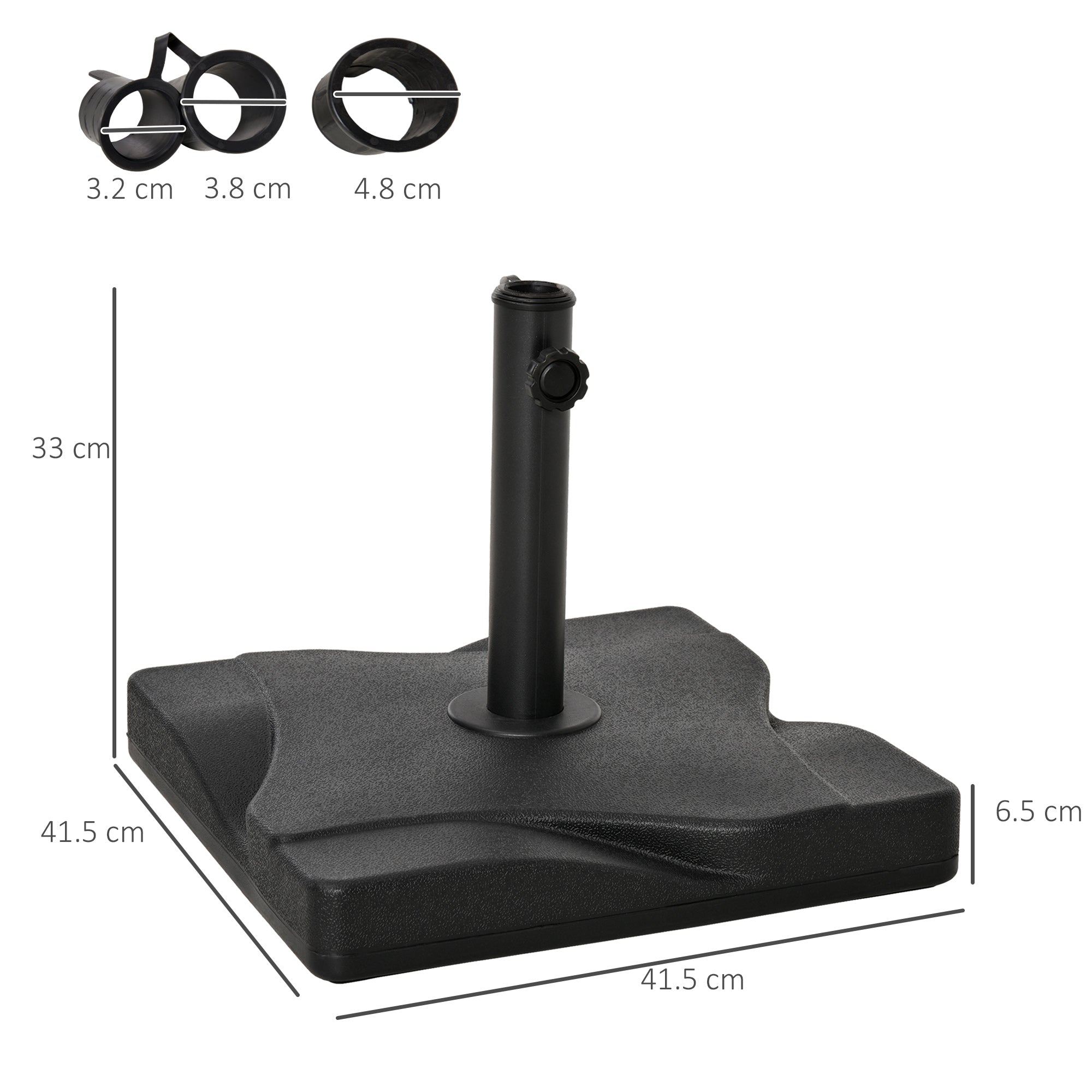 Parasol Base 20 kg for 30-38 mm Poles, Stable 41.5x41.5 cm Cement