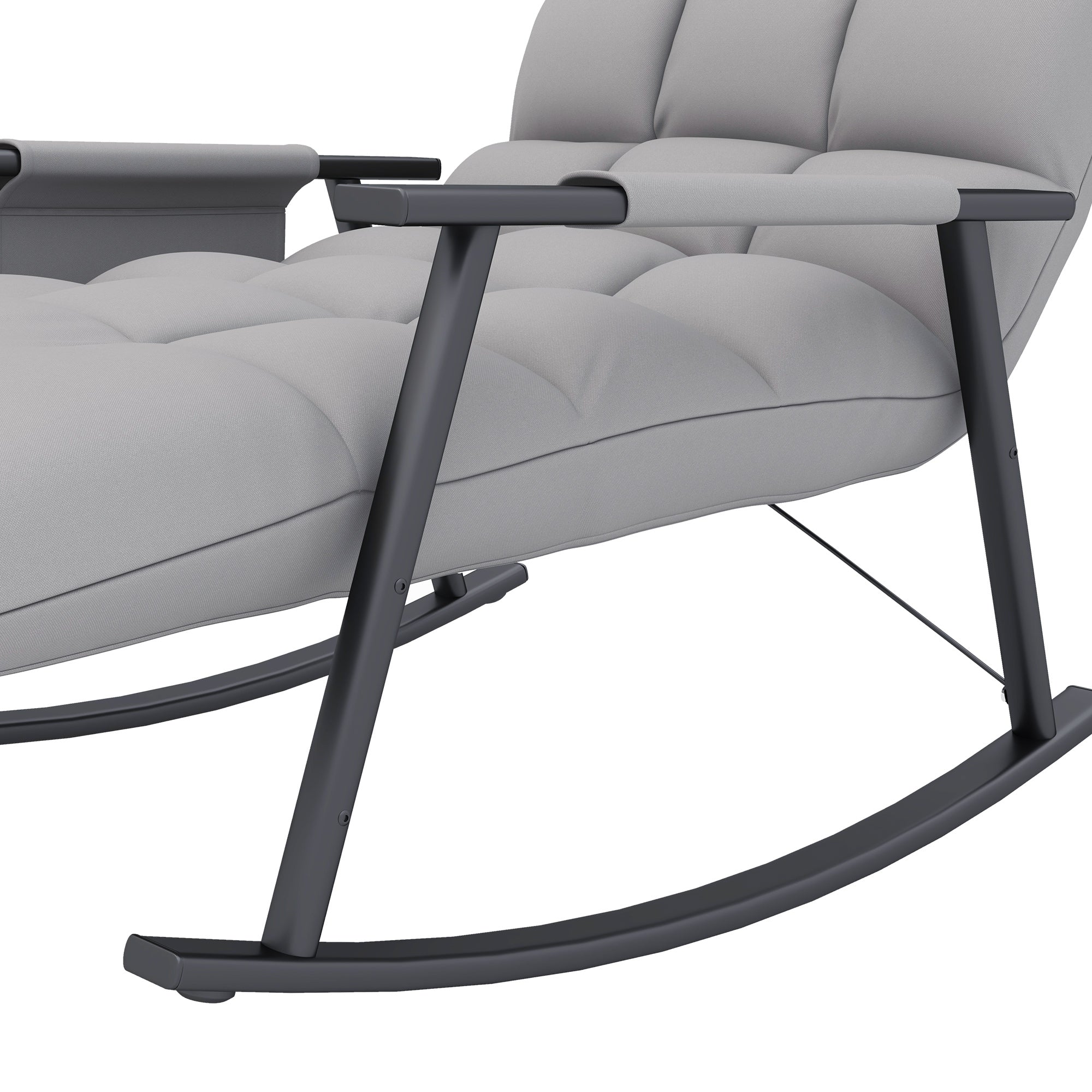 Rocking Chair/Relaxing Armchair Footrest Adjustable Backrest Side Pocket, Microfiber Grey