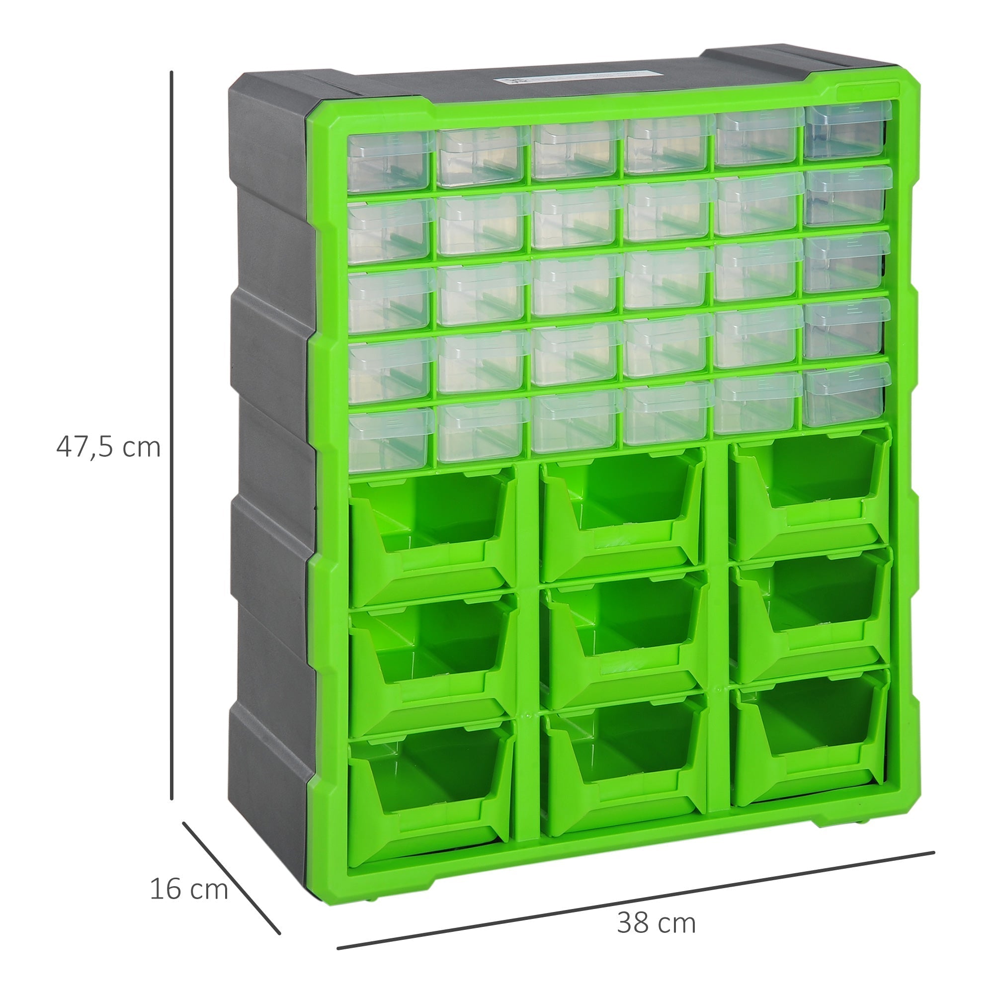 DURHAND Sorting Box with 39 Compartments, L38xW16xH47.5cm, Green