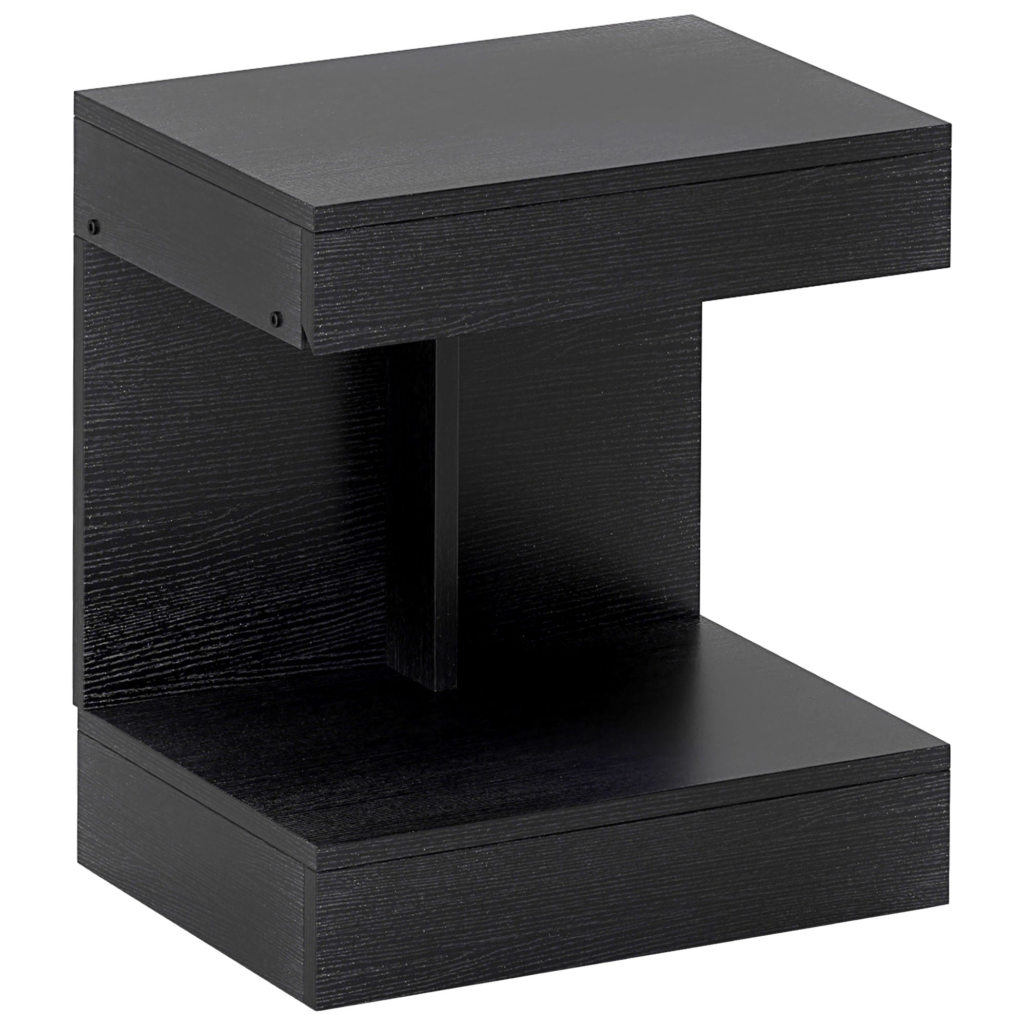 Bedside Table with Drawers, Shelf, 40 x 30 x 46 cm, Black