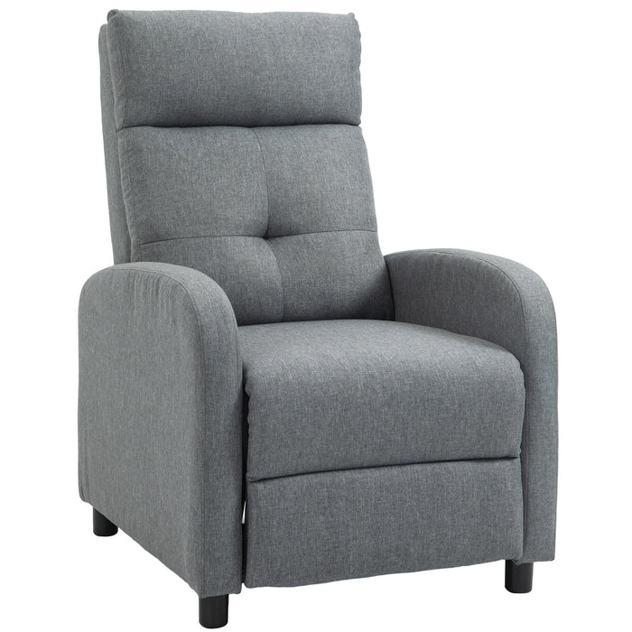 Reclining Armchair, Upholstered with Pocket Spring Core, 150 kg Capacity, Linen Look Grey