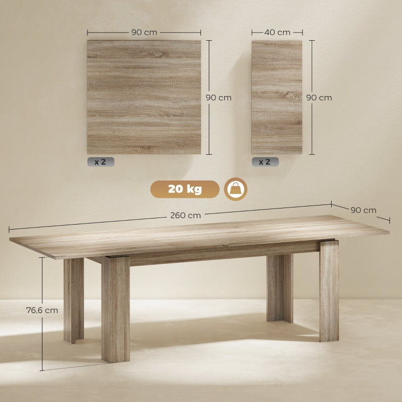 Extendable Dining Table Expandable 180-260cm 6-10 Seater Wood