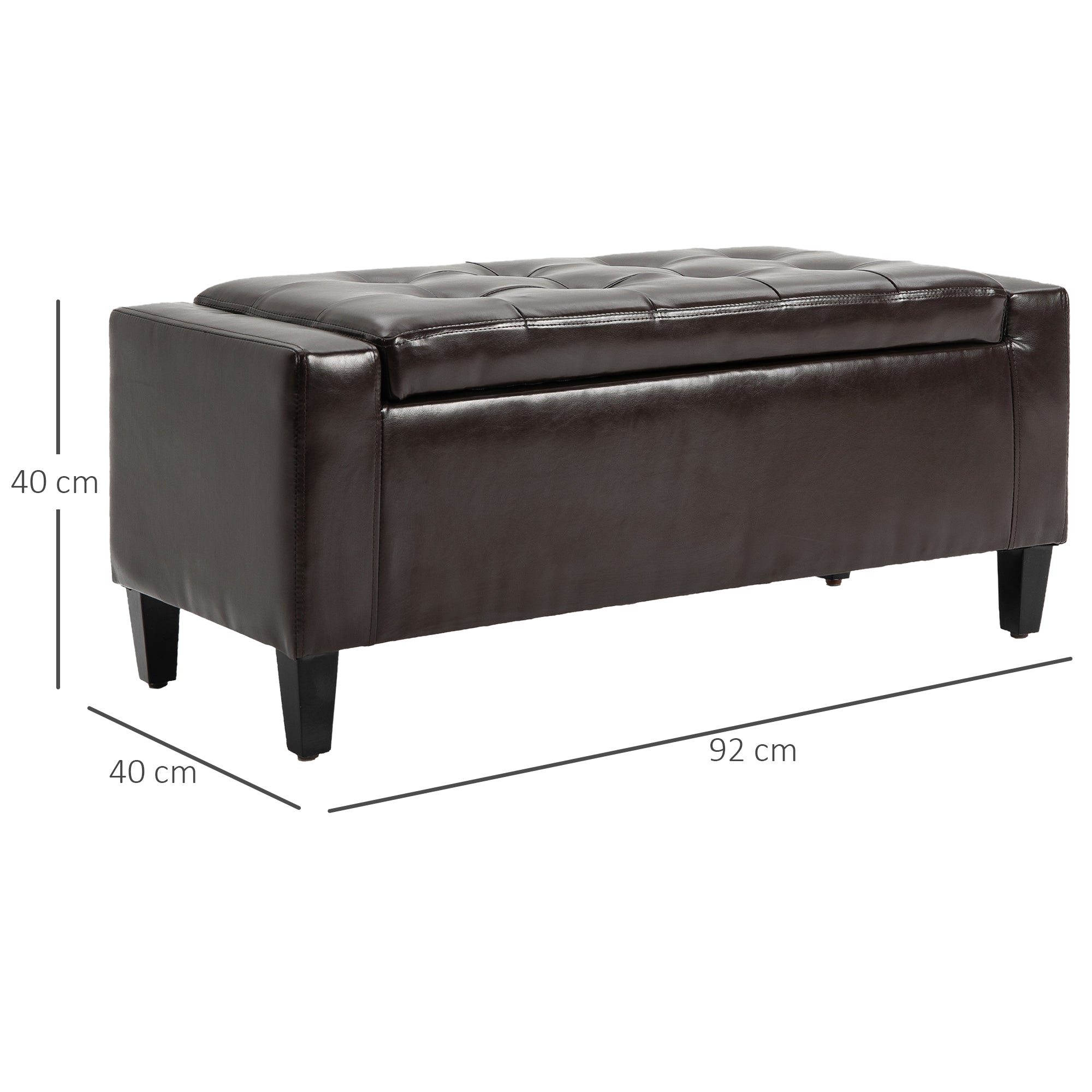 PU Leather Storage Ottoman Bench Chest Cube w/ Flipping Top Brown