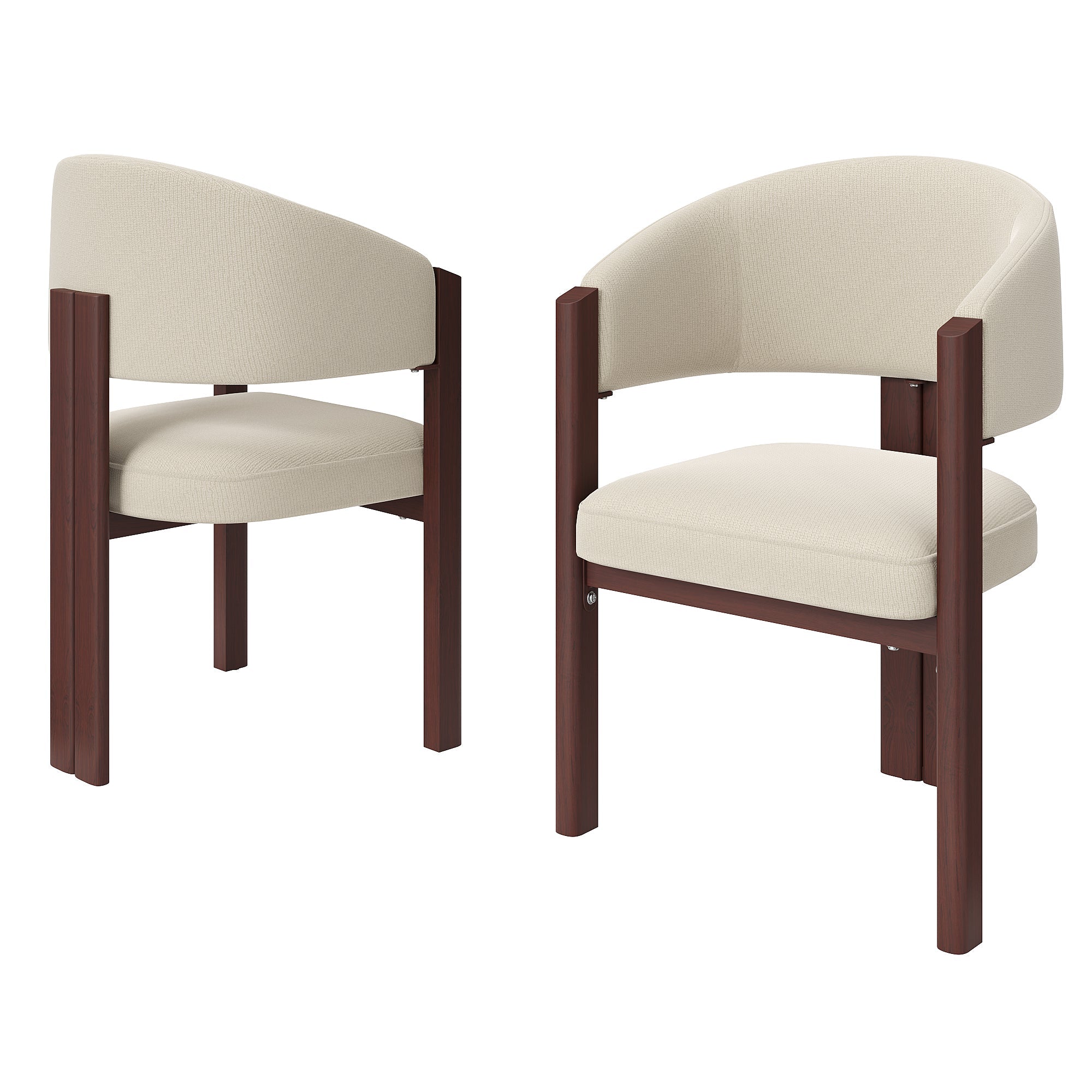 Ergonomic Dining Chairs Set of 2 with Thick Padding and Height Adjustable Feet, Wood Look Breathable Fabric