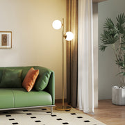 Floor Lamp 2-Piece, Glass Lampshade 165cm High, Gold and White