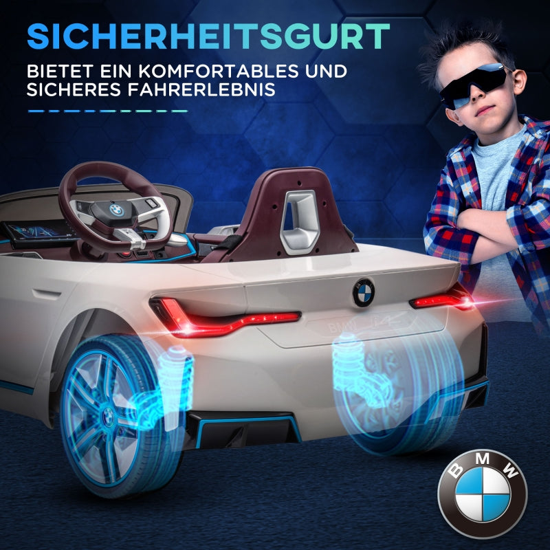 Children's Ride-On Car with Remote Control and Multimedia Player, White