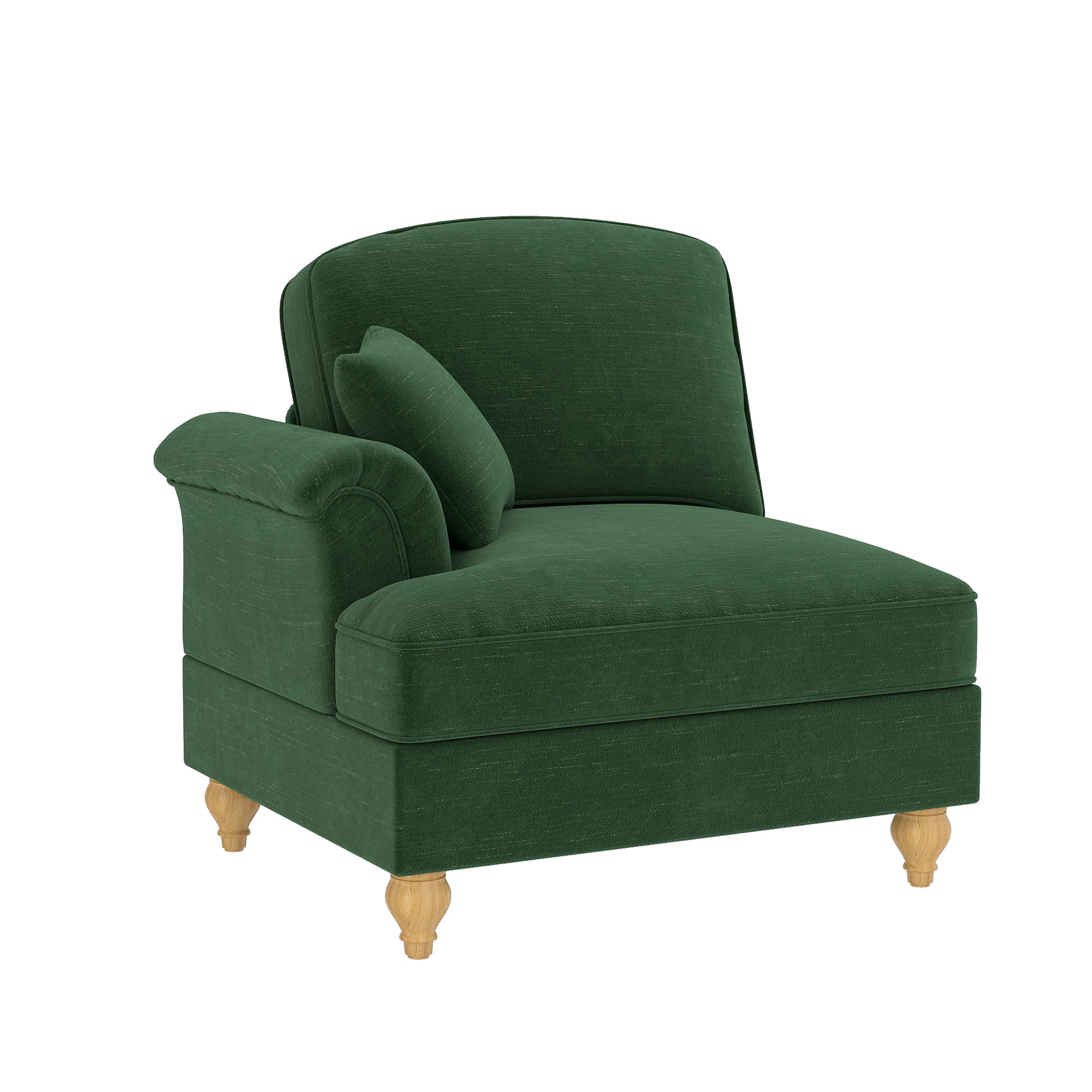 Windsor Modular LSF Cloud Sofa with Removable Ruffle and Cushion, Green Chenille
