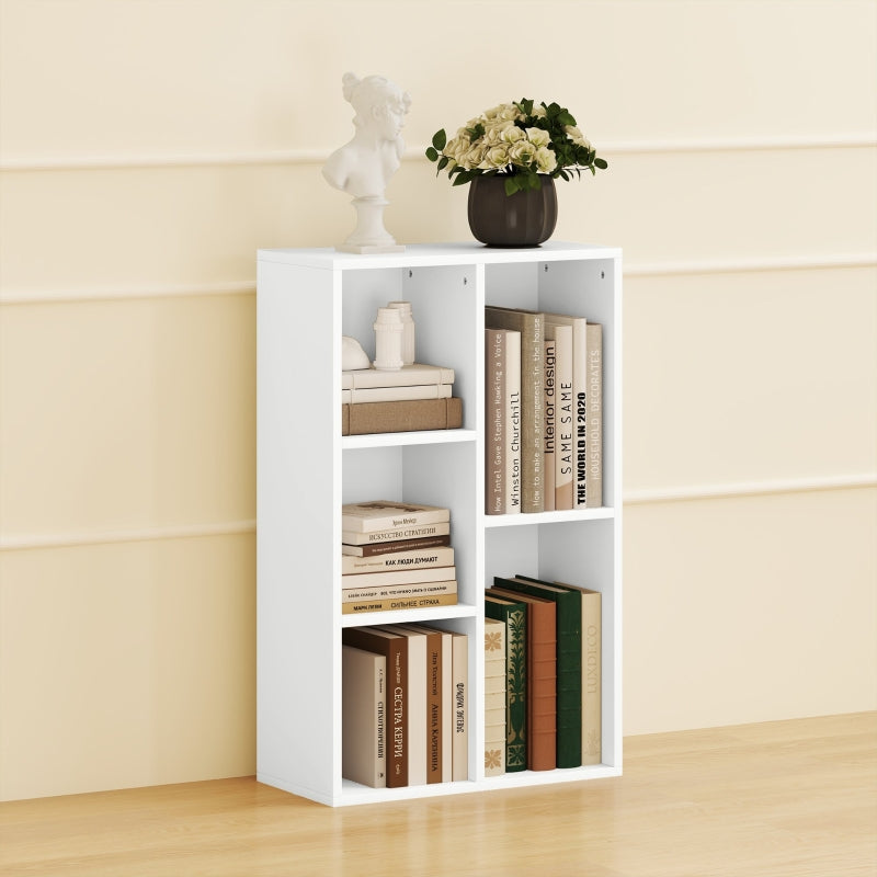 Bücherregal, Standregal mit Ablagen, Weiß