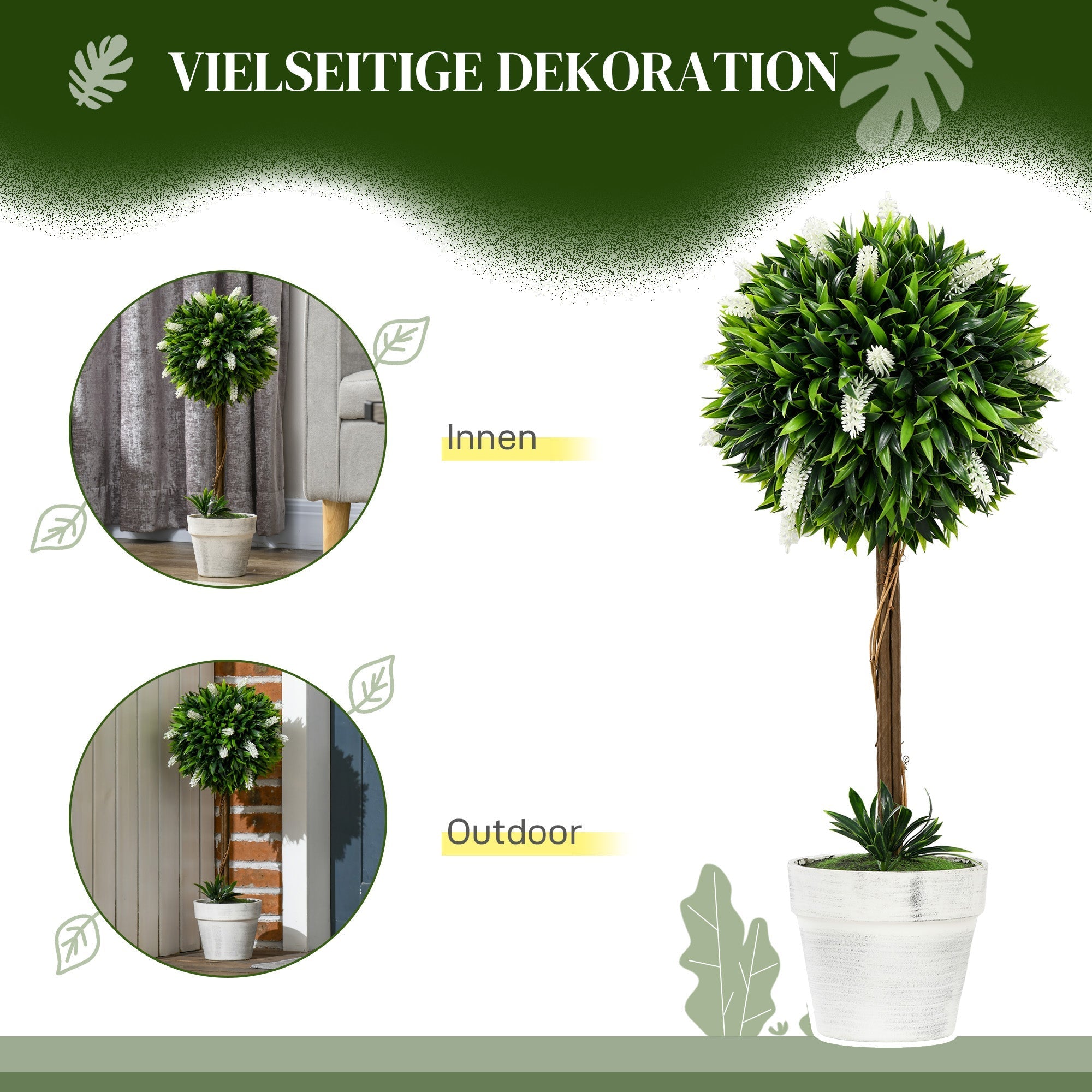 Artificial Lavender Plants, Set of 2, 60 cm, Plastic