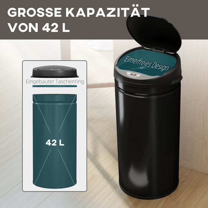 Waste Bin 42L Sensor-Activated Soft-Close Touchless - Stainless Steel