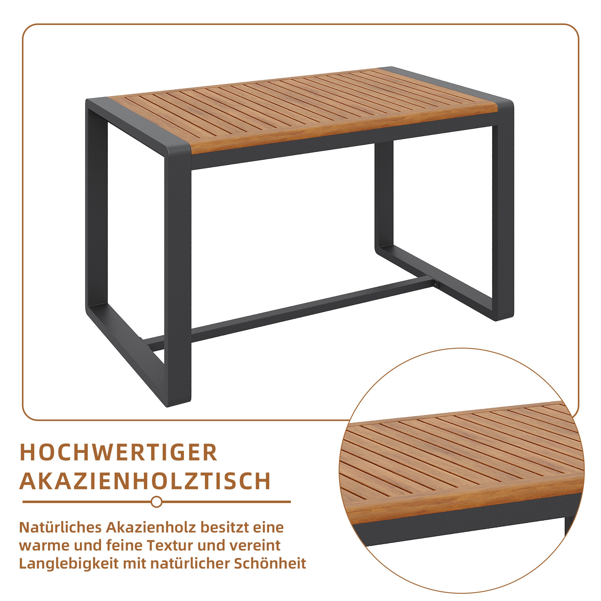 Garden Lounge Set for 8 People with Solid Wood Dining Table and Cushions, Grey