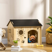 Hundehütte, Indoor mit Dach und Belüftung, MDF Eiche Schwarz
