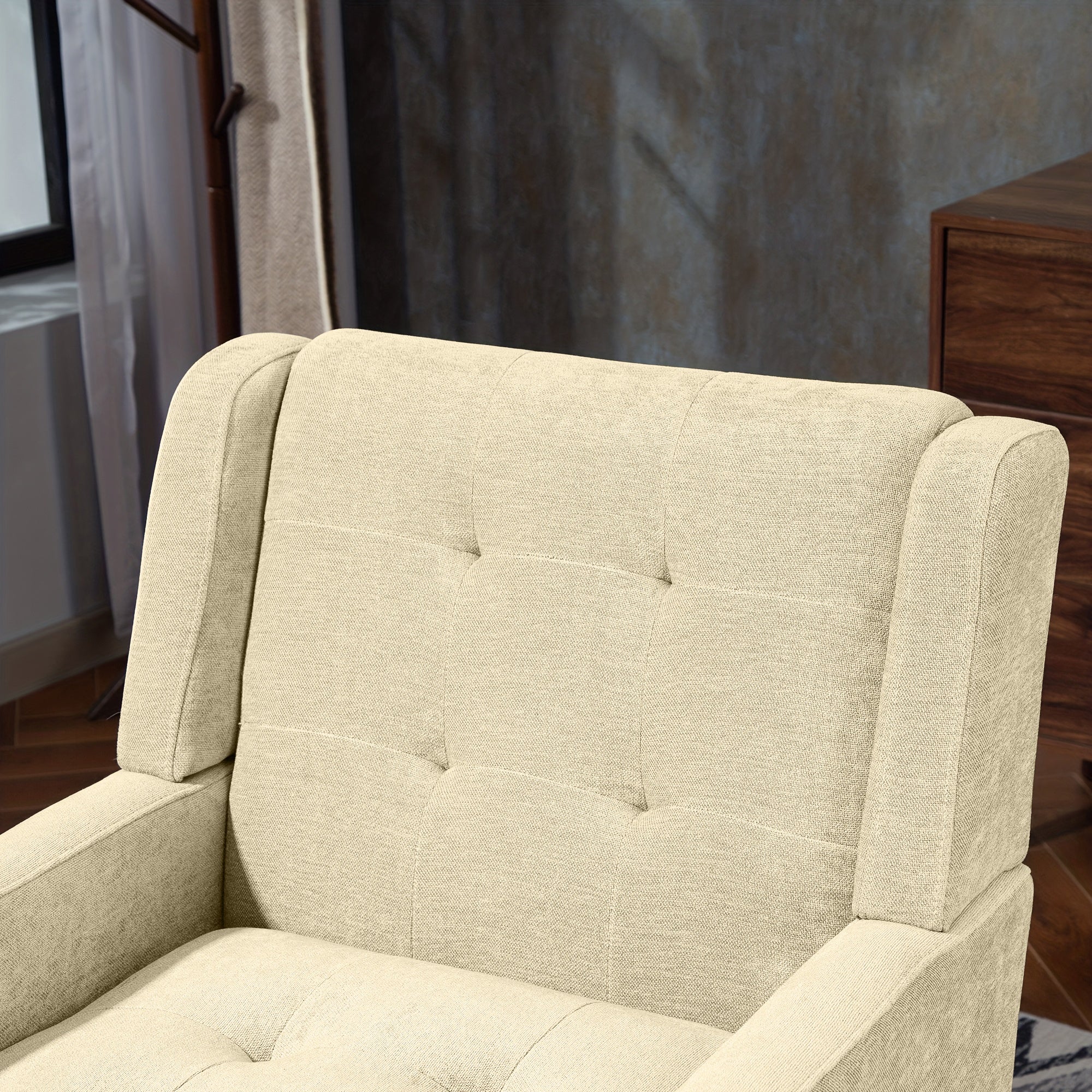 Armchair Mid-Century Modern Buttoned Suede Solid Wood Legs