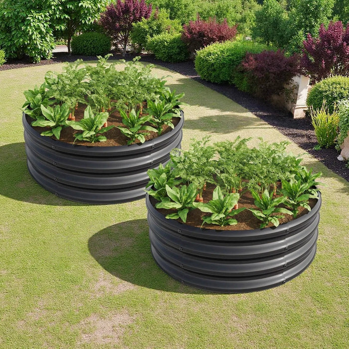 Galvanized Raised Garden Bed, Outdoor Planter for Vegetables, Fruits, Flowers, 2-Pack