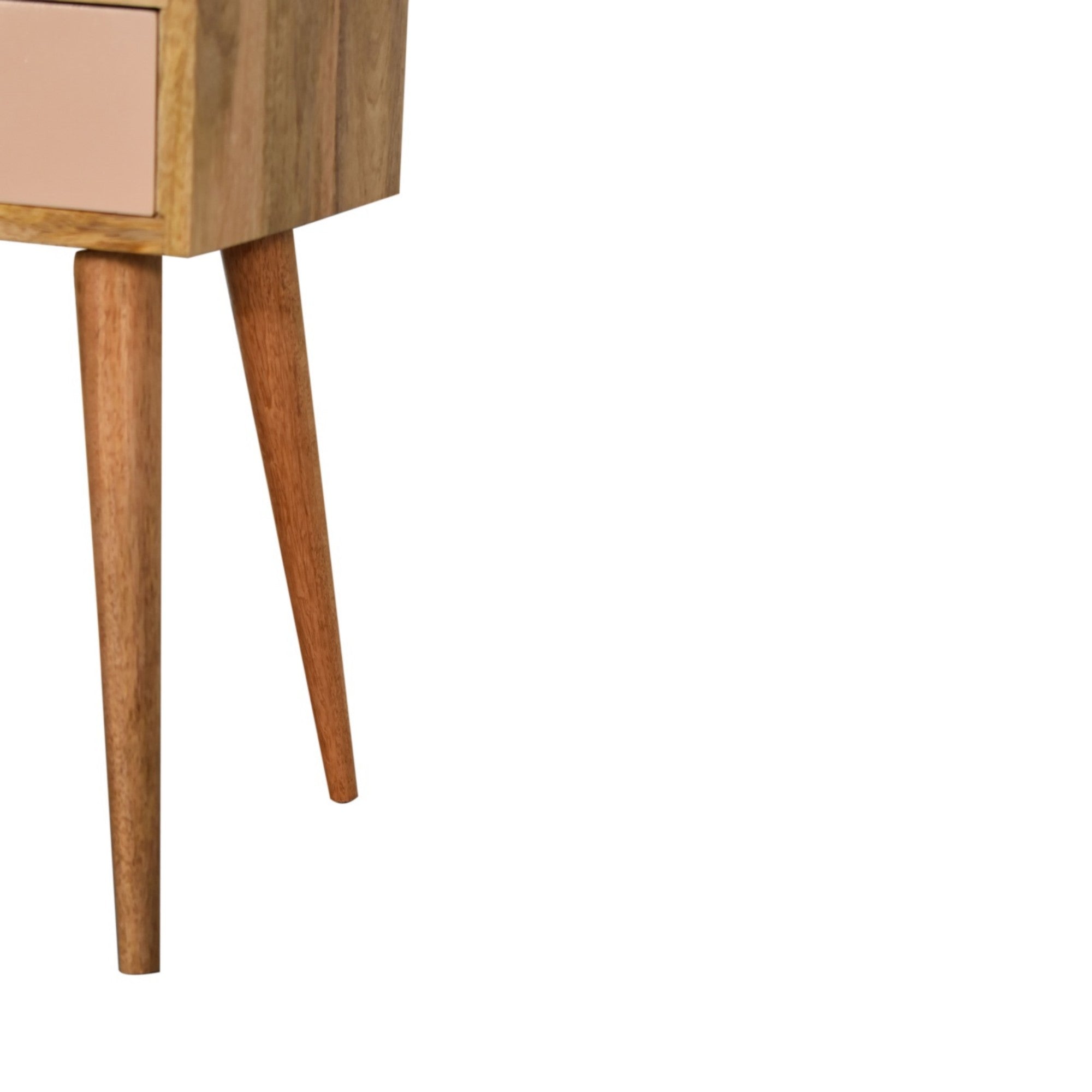 Bedside Mini Blush, 1 Drawer Open Shelf, Solid Wood Hand Painted Beige
