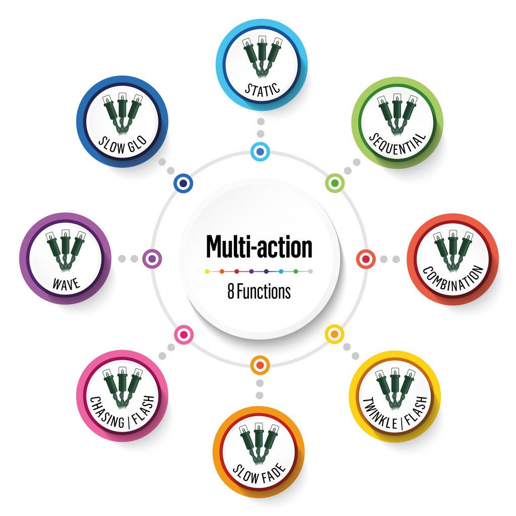 24 Multi Action Battery Operated LED Lights with Timer - White - Rathwood Store