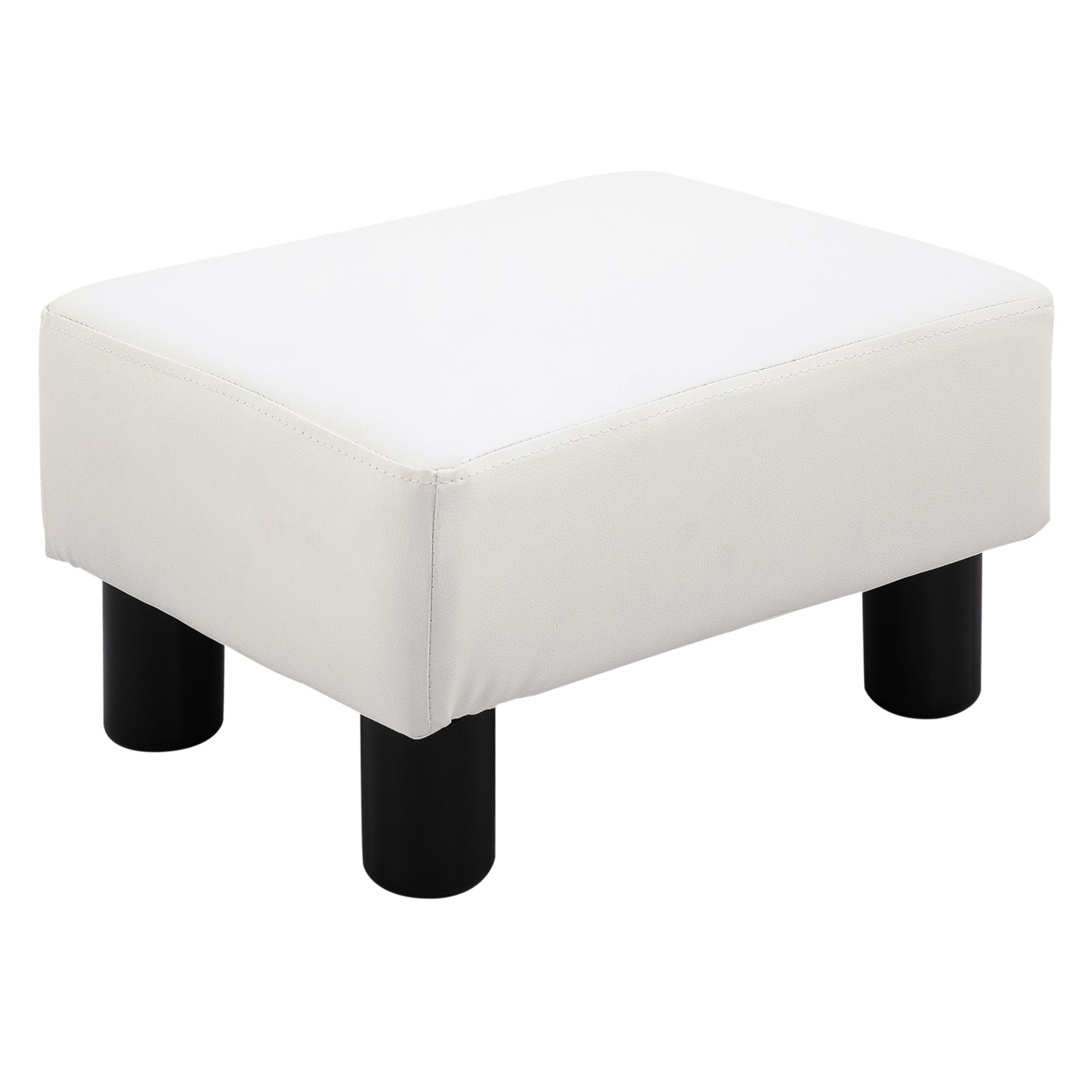 Chesterfield Footstool, 40x30x24cm, White Faux Leather