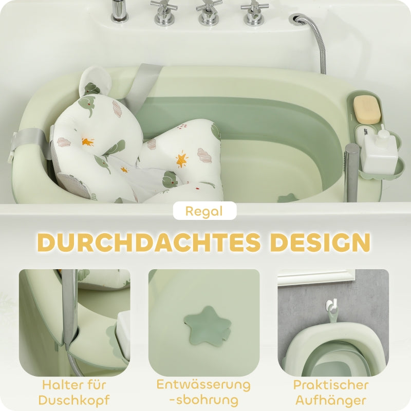 Baby-Badewanne, faltbares, rutschfestes Elefanten-Badkissen, Grün