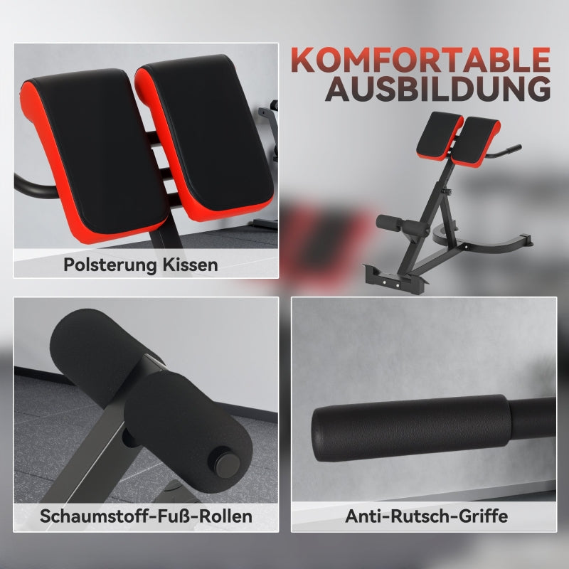 Training Chair Fitness Bench Weight Bench, Adjustable Handles, Steel Red+Black