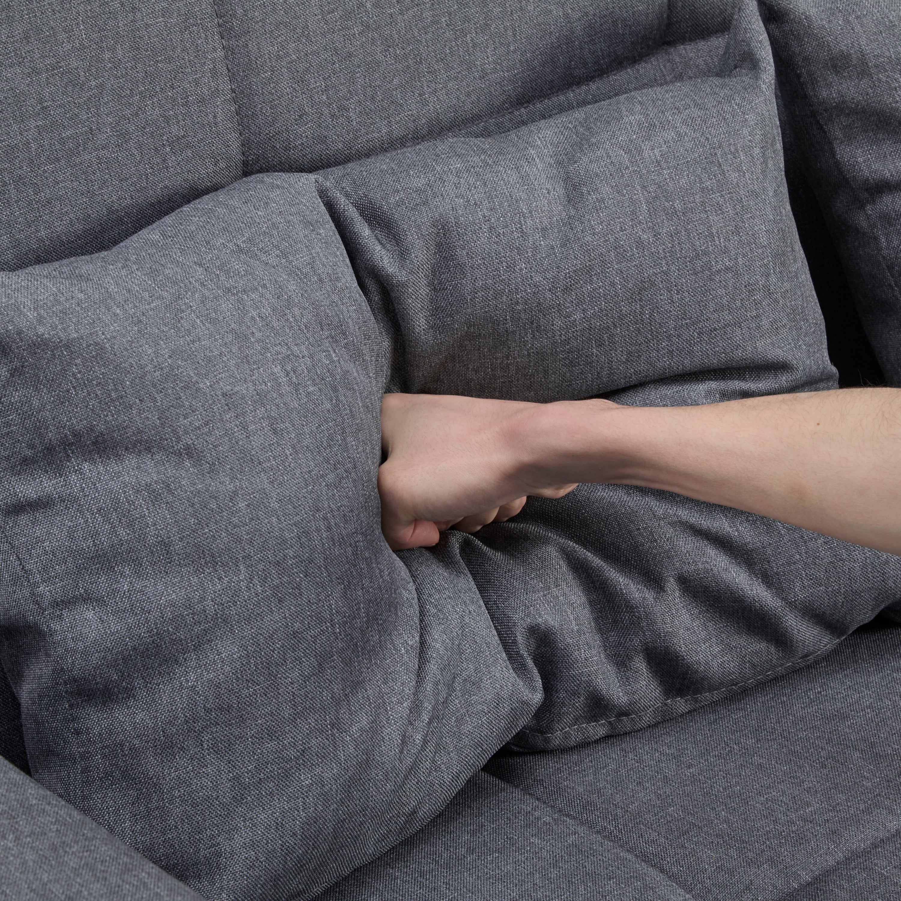 2 Seater Sofa Bed with Cup Holders, Pull Out Sleeper Sofa, Grey Fabric