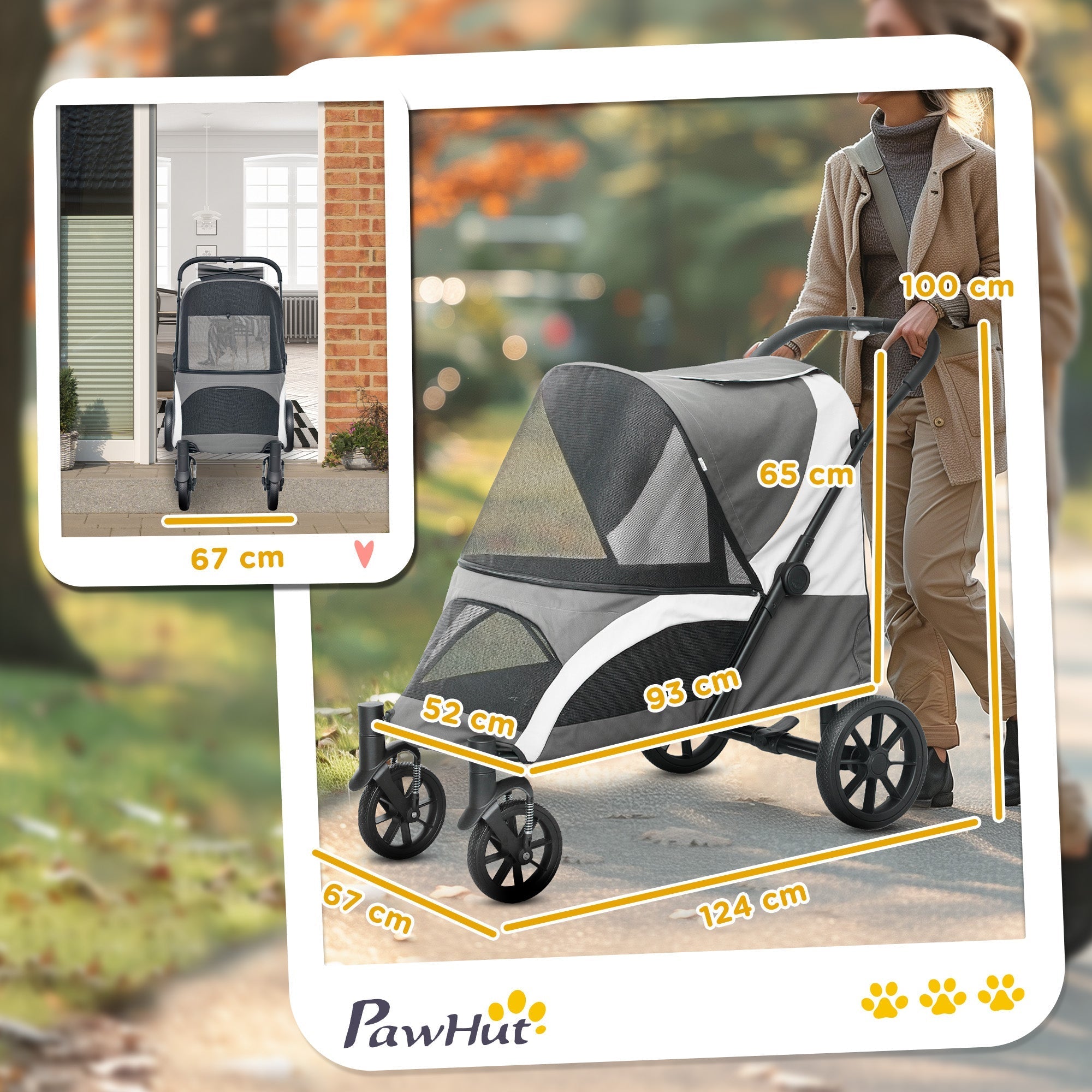 Dog Stroller, Foldable, Large Dogs & Cats, 30 kg, Dark Grey