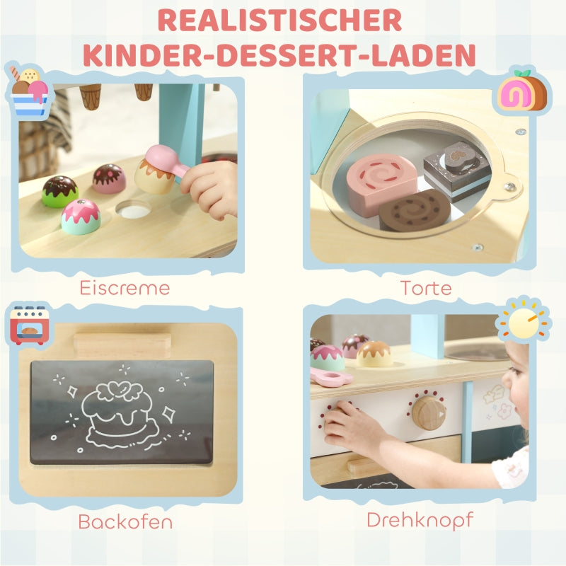Ice Cream Truck Play Kitchen 17-Piece Set Oven - Light Blue MDF
