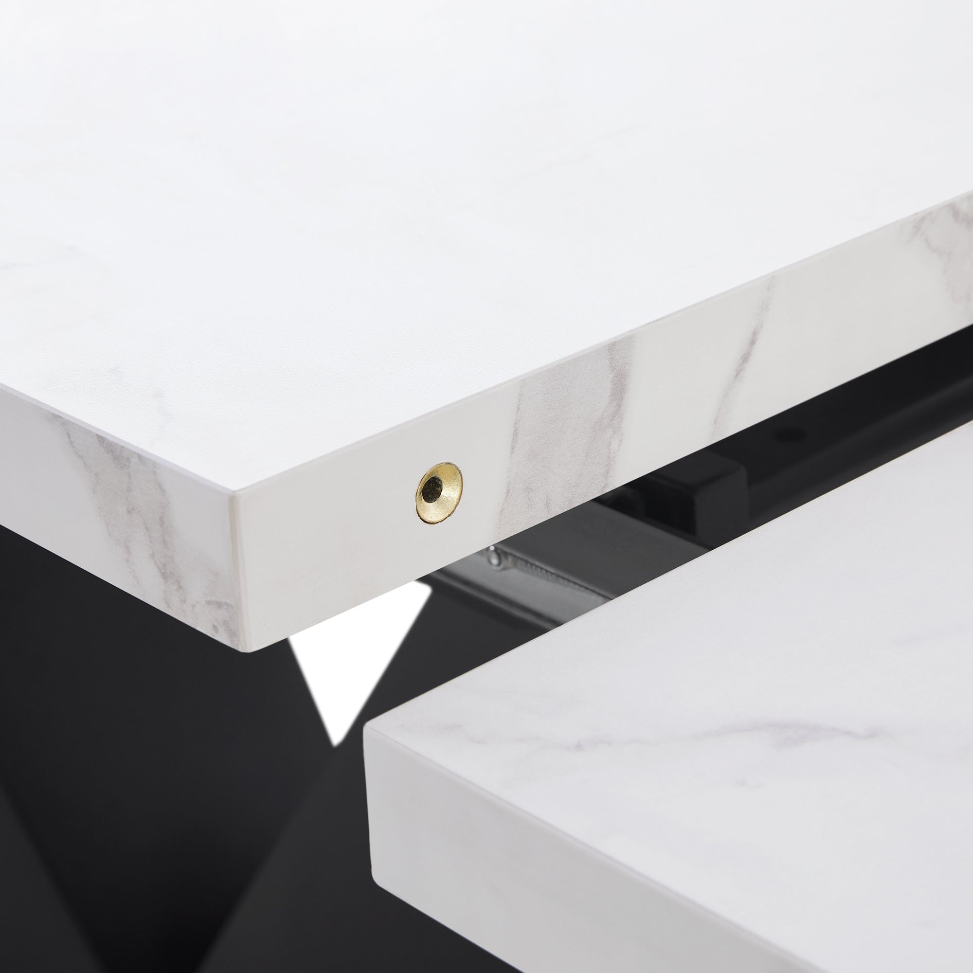 Dining Set Extendable Marble Table 4 Velvet Chairs - White/Black/Grey