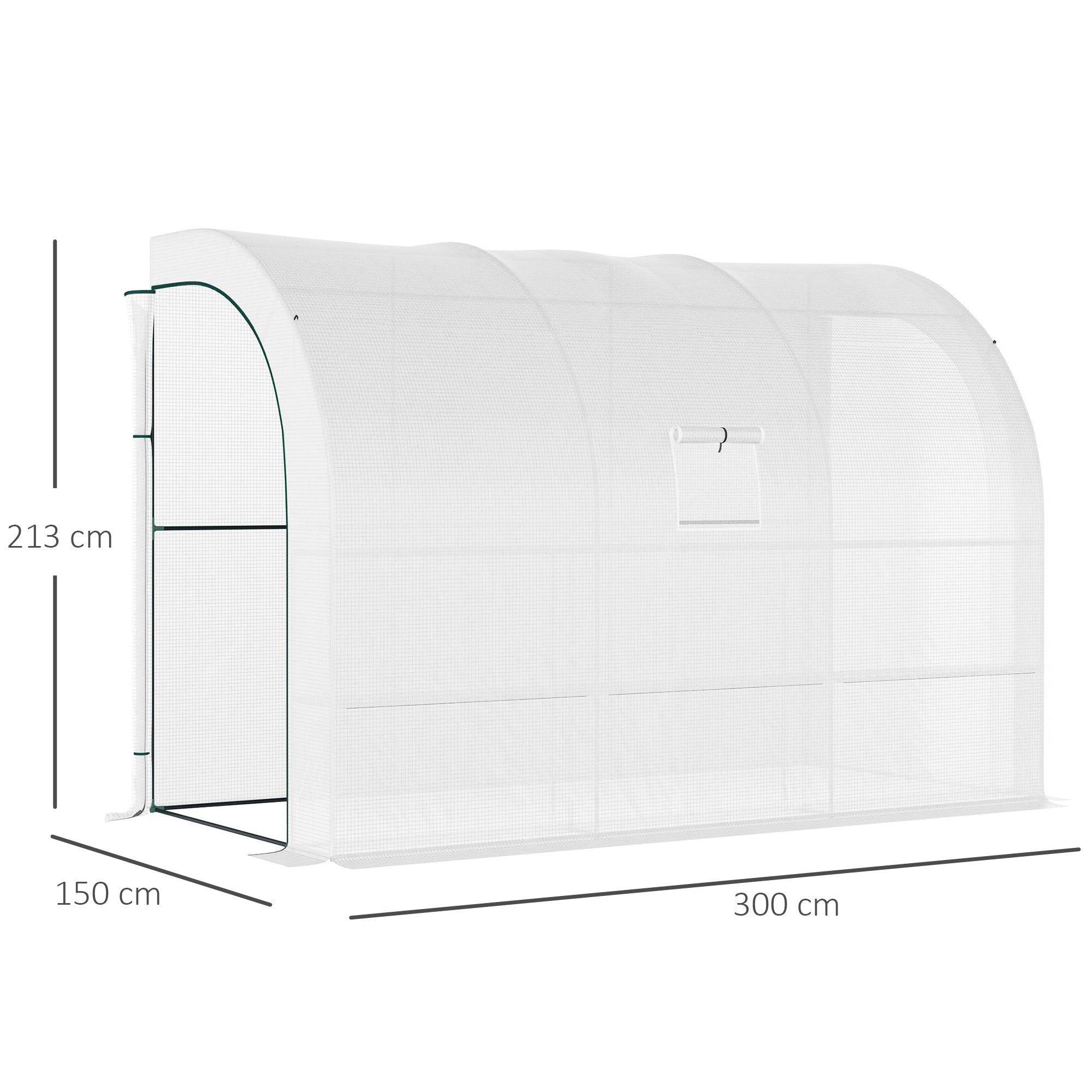 Greenhouse with Shelves, Windows, Winterproof 300x150x213cm Steel Foil, White