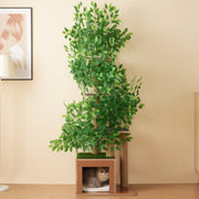 Cat Tree 190cm Tall Tree-Shaped 4 Platforms with Cat Holes Scratch-Resistant MDF