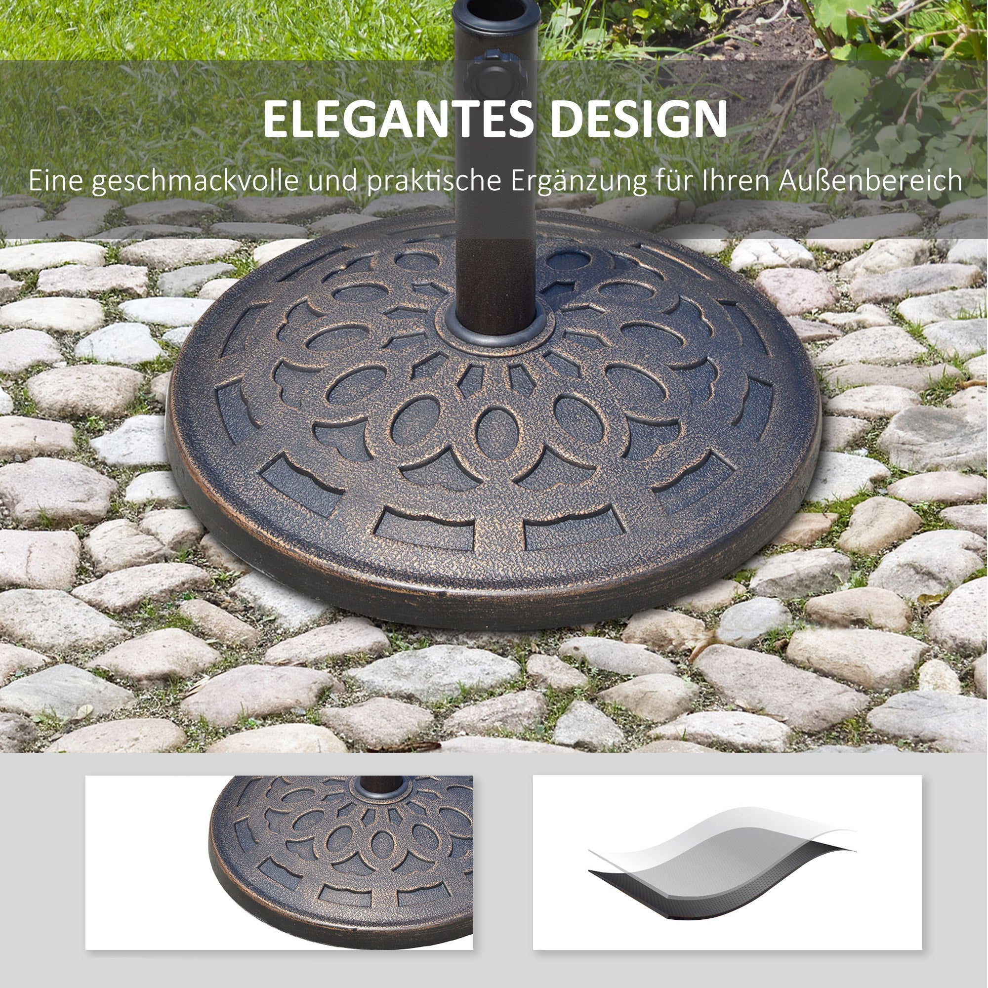 Parasol Base Round 14kg Stable Weatherproof Resin Bronze