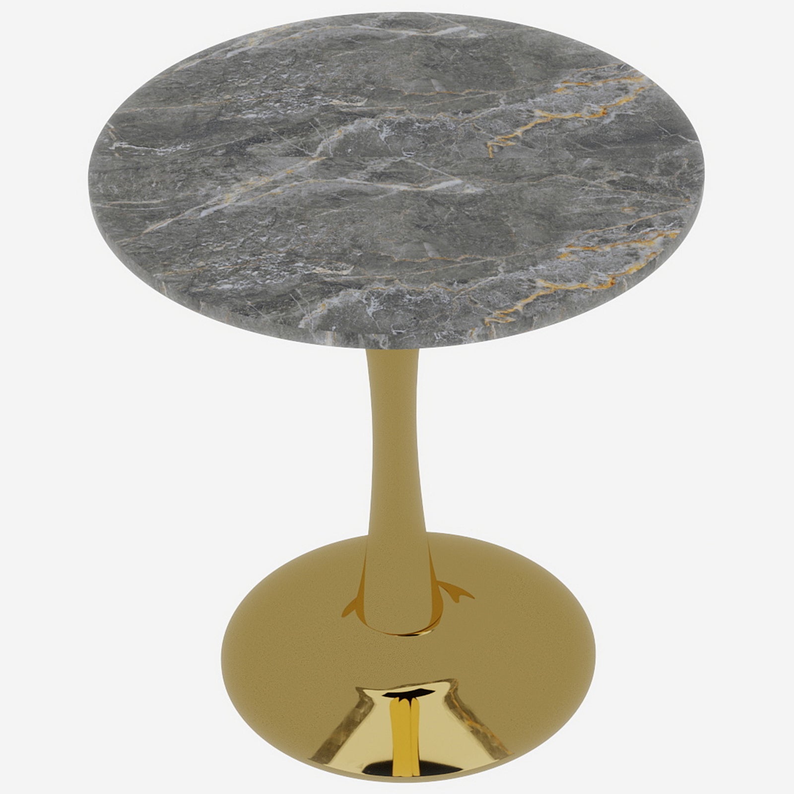 Mid-Century Modern Coffee Table Round Marble Top 27.6-inch - Gold/Gray