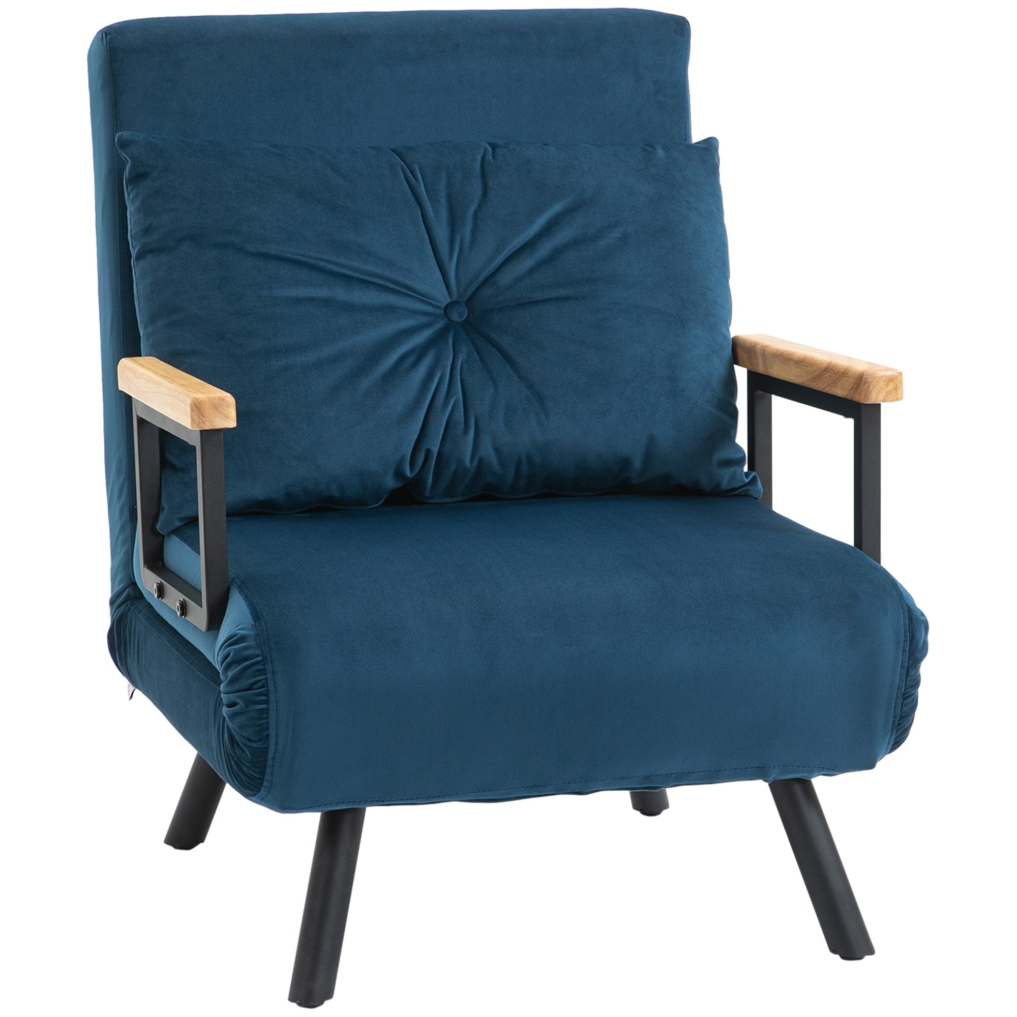 Sofa Bed Recliner Guest Bed Adjustable Backrest Velvet Blue