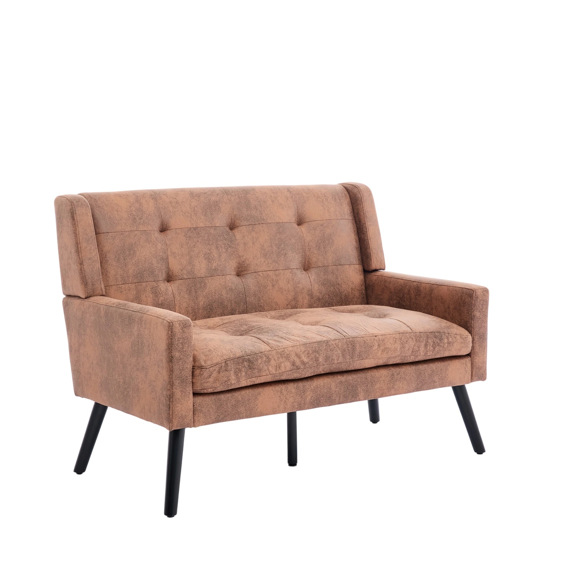 2-Seater Linen Bench with Button Tufting and Solid Wood Legs, Premium Linen