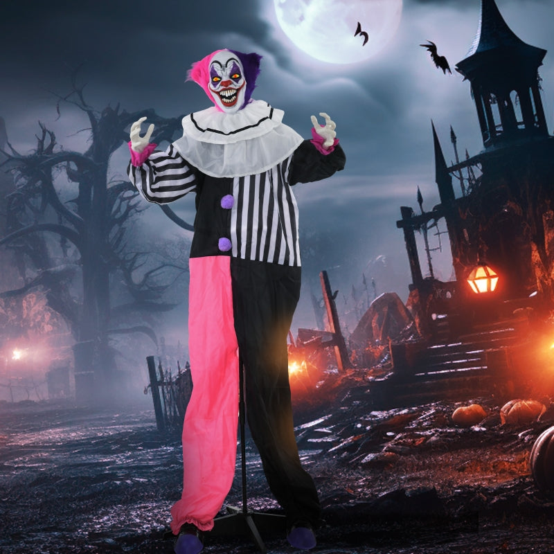 Scary Clown Halloween Decoration, Movable, Laughing, Pink+Purple