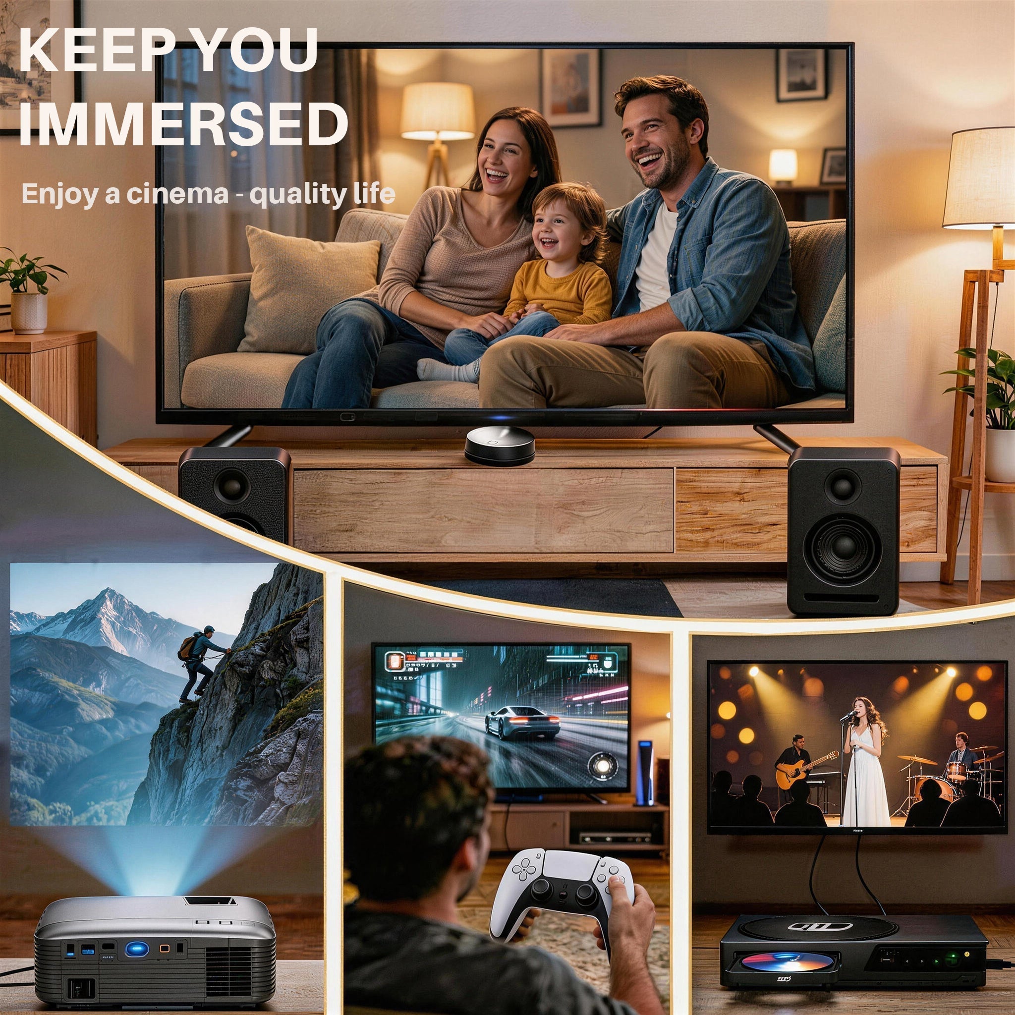 5.1 Wireless Home Cinema System Dolby Atmos Monaco Set - Black
