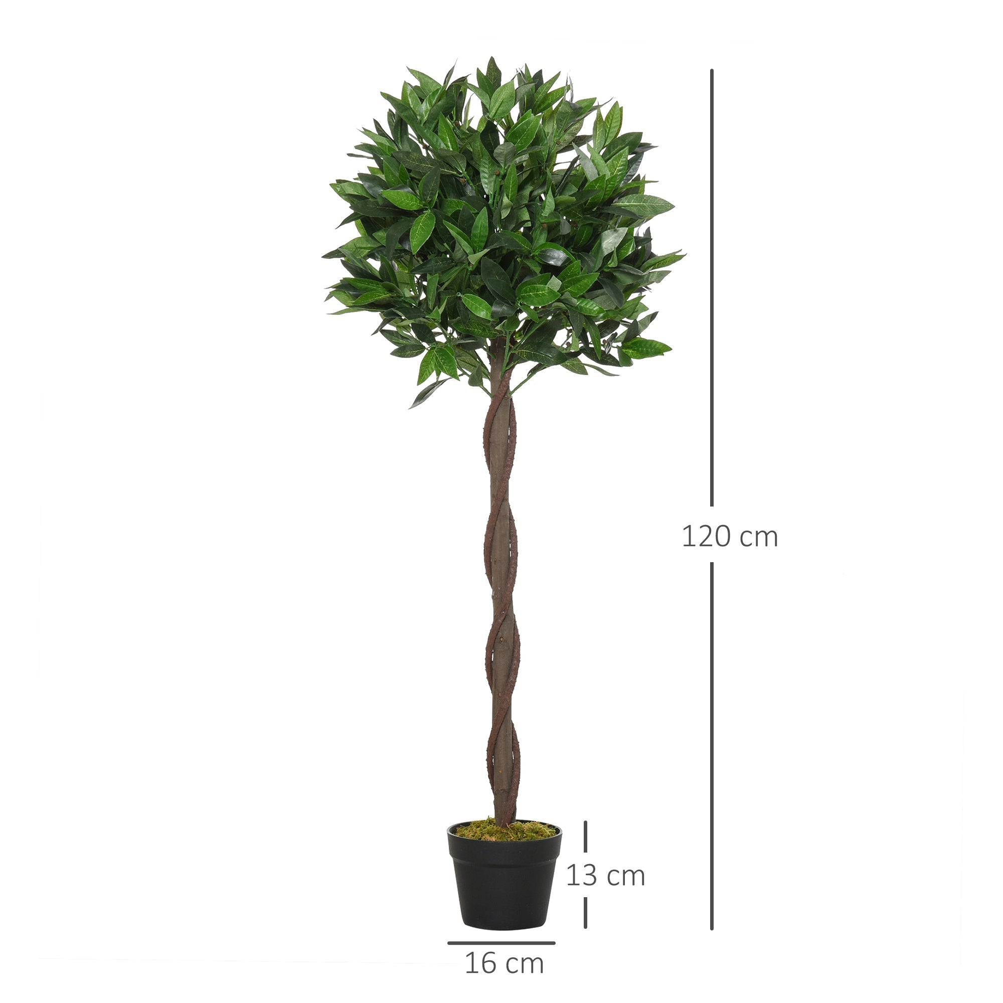 Künstliche Lorbeerbäume, 120 cm, Zementtopf, Grün