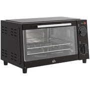 Mini Oven 9L 750W Adjustable Temp 60-Min Timer, Stainless Steel/Black