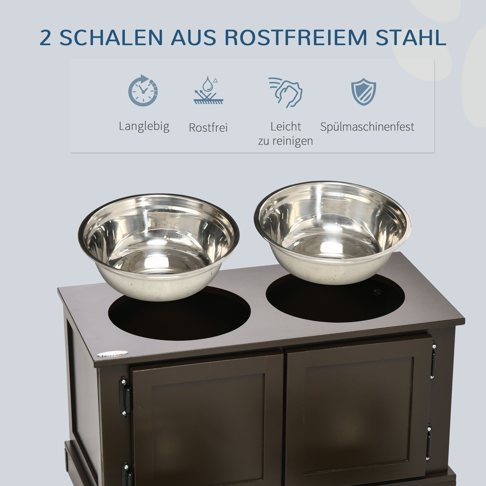 Raised Dog Bowls, Storage 2 Bowls Large Dogs, Coffee