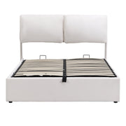 Elephant-Ear Ottoman Storage Bed with Drawers and Adjustable Headboard, White