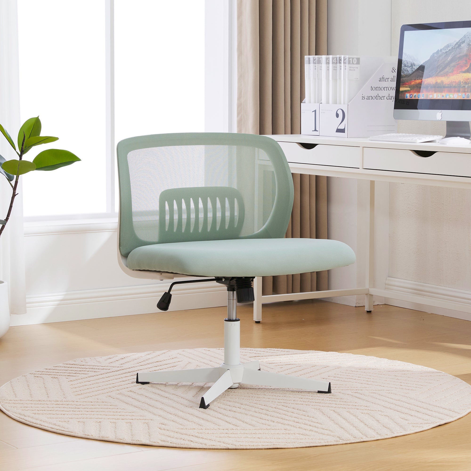 Armless office chairs, reading chairs with wide upholstery, rocking, height adjustable, 360° rotatable