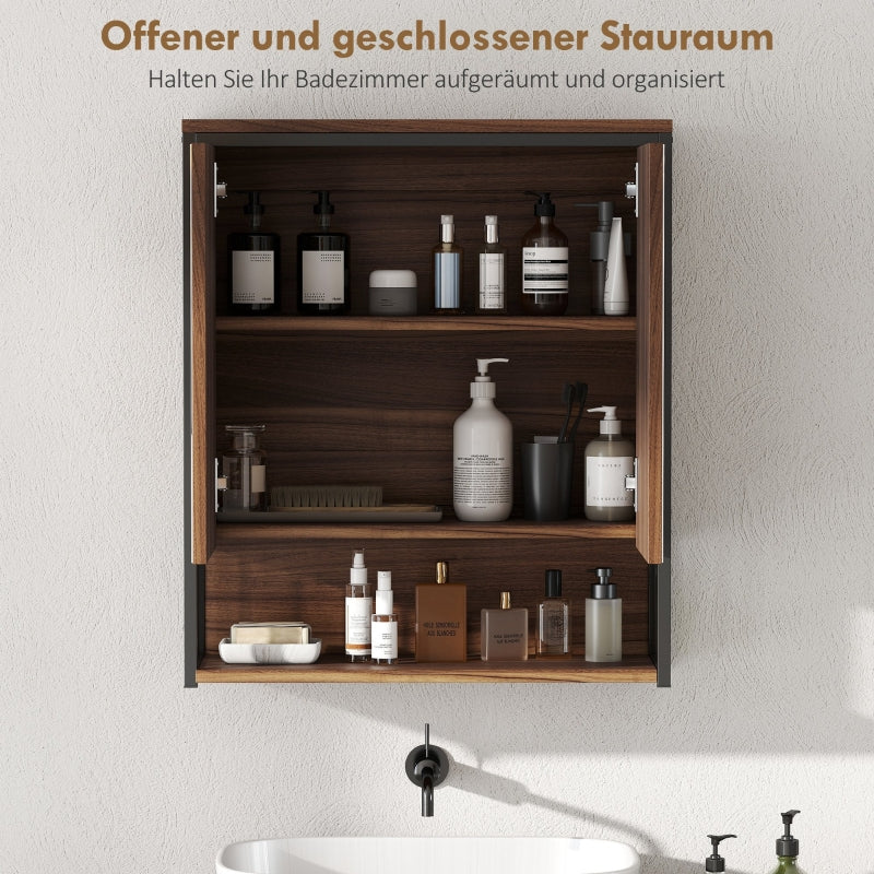 Hanging Mirror Cabinet, Bathroom, MDF Chipboard, Brown