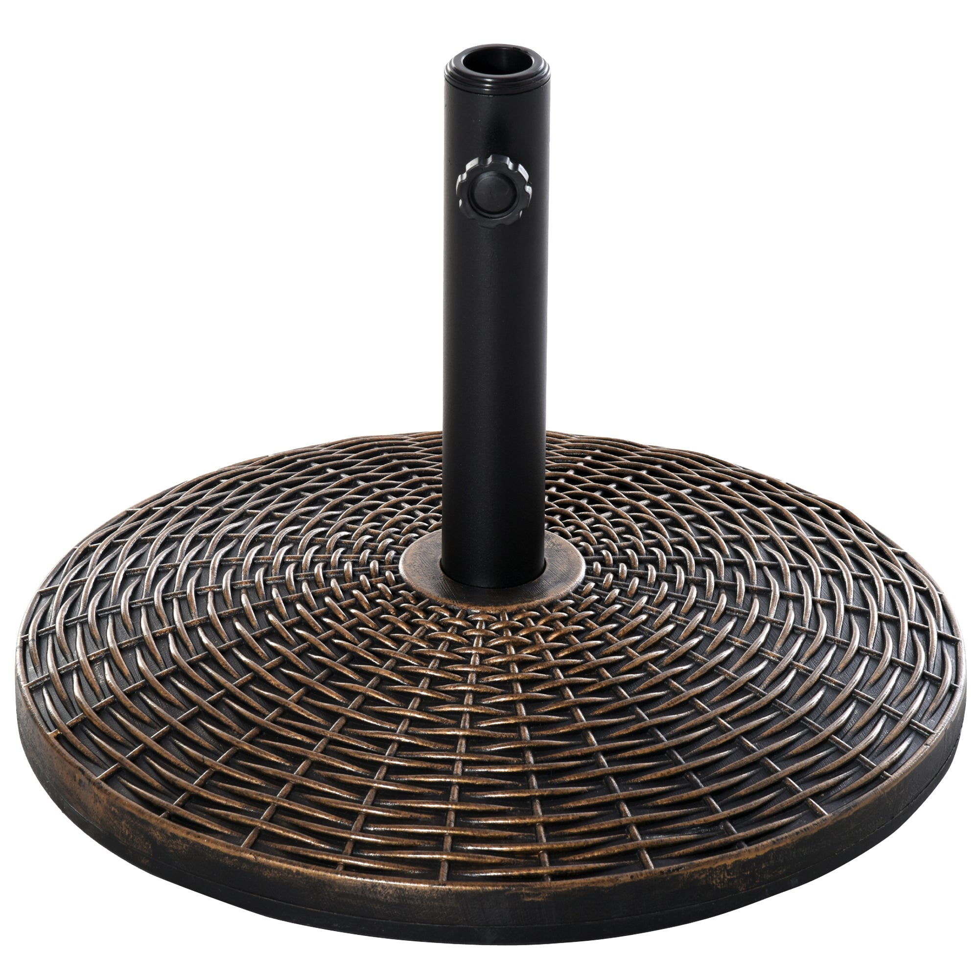 Parasol Stand 25kg Umbrella Holder Rattan Look Basket Antique Bronze