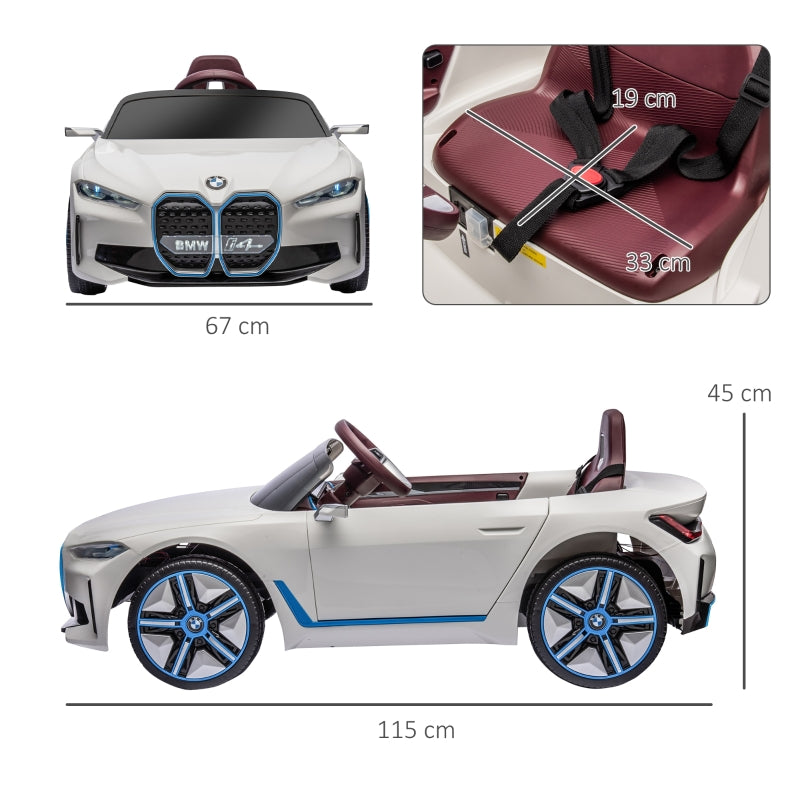 Children's Ride-On Car with Remote Control and Multimedia Player, White