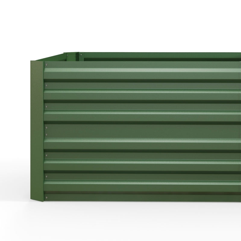 Set of 2 Raised Beds, Galvanised Steel Outdoor Planters for Vegetables Plants Herbs, Green